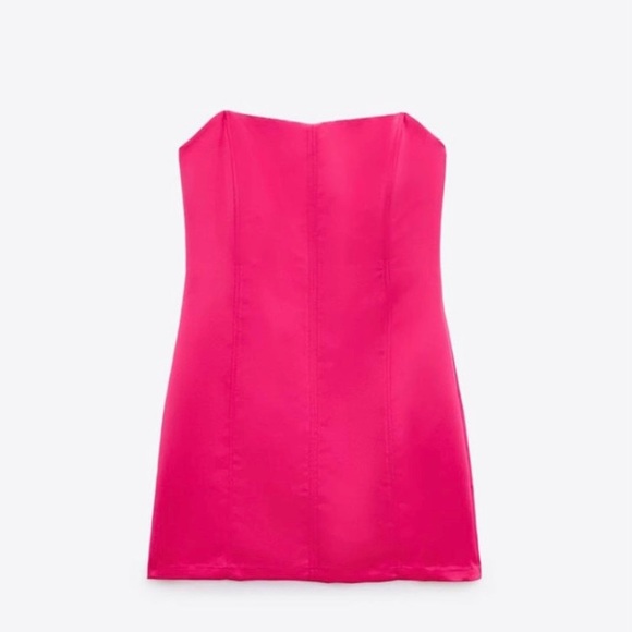 Zara Fuchsia Strapless Dress. NWT. Size Small. - Picture 7 of 9
